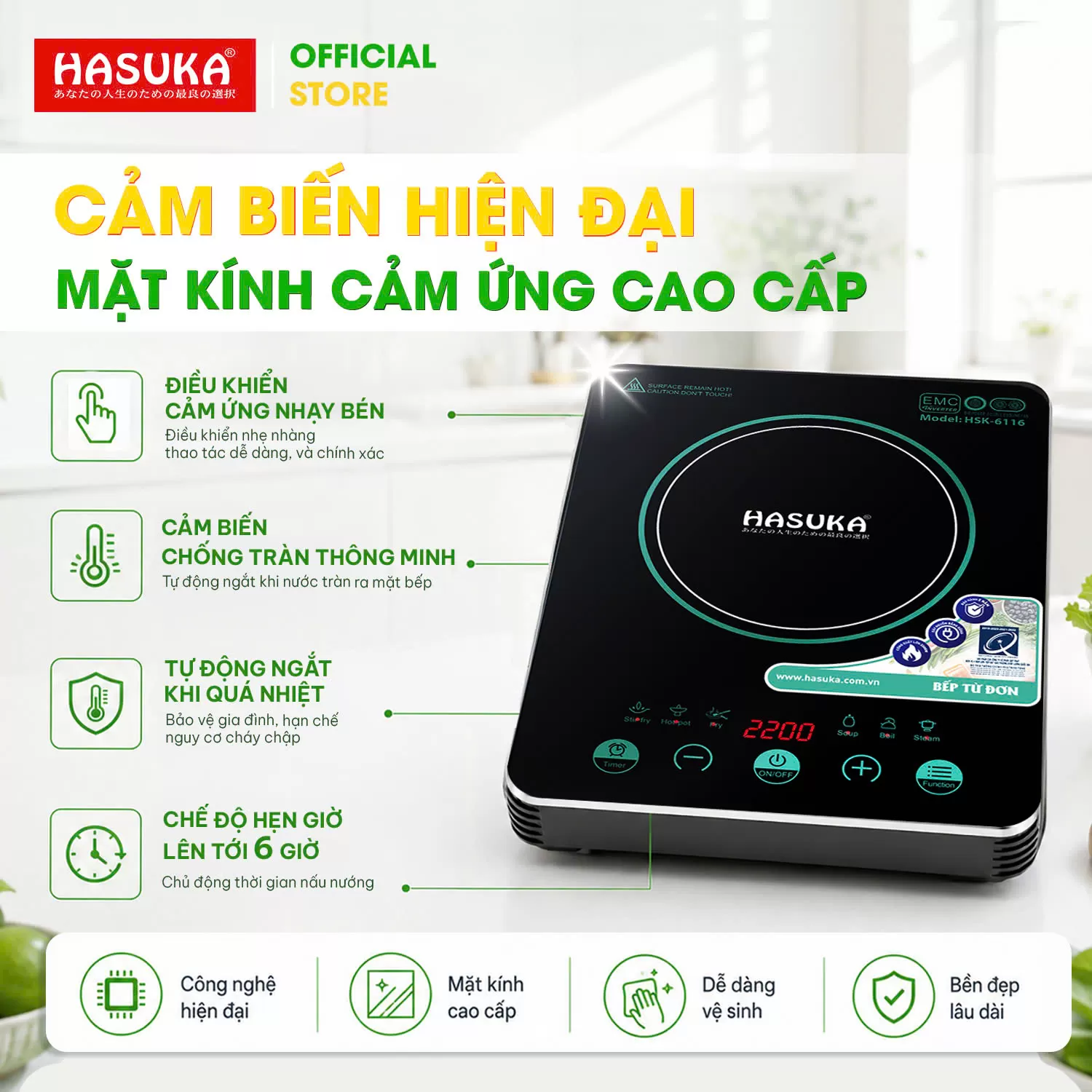 BẾP ĐIỆN TỪ ĐƠN CAO CẤP HASUKA HSK-6116