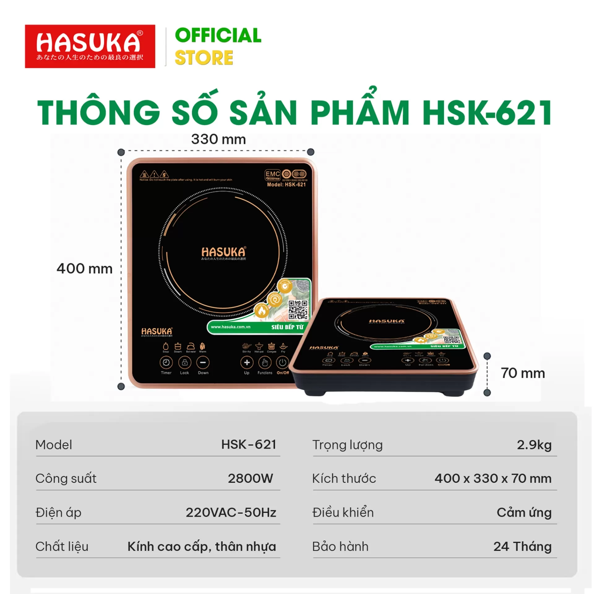 BẾP ĐIỆN TỪ ĐƠN CAO CẤP HASUKA HSK-621