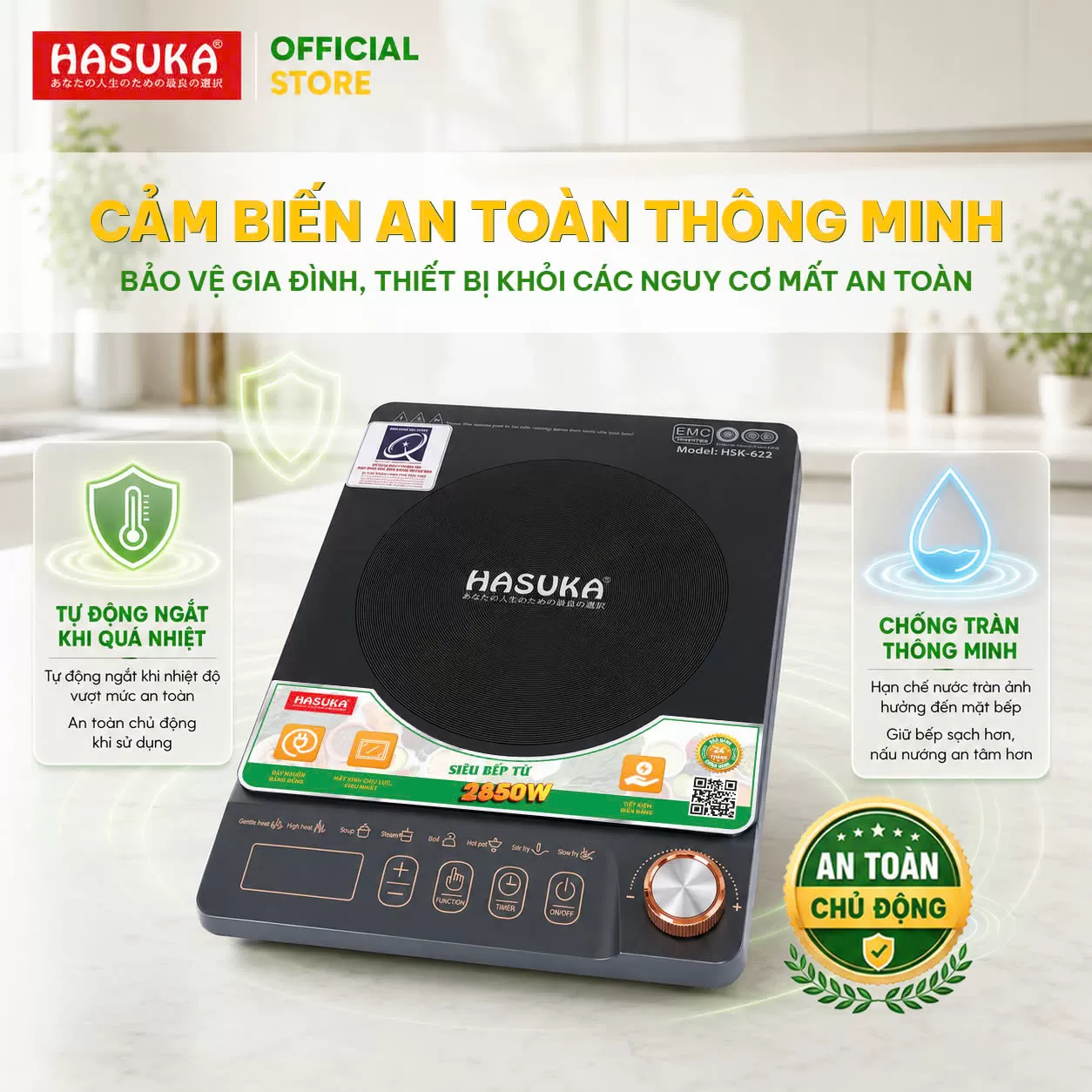 BẾP ĐIỆN TỪ ĐƠN CAO CẤP HASUKA HSK-622