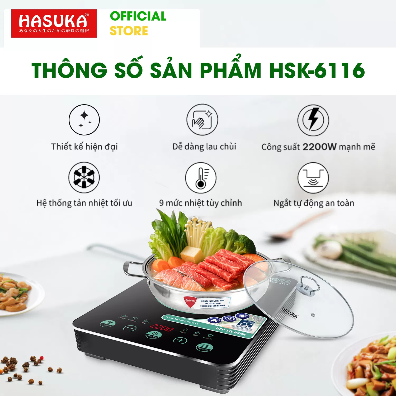 BẾP ĐIỆN TỪ ĐƠN CAO CẤP HASUKA HSK-6116