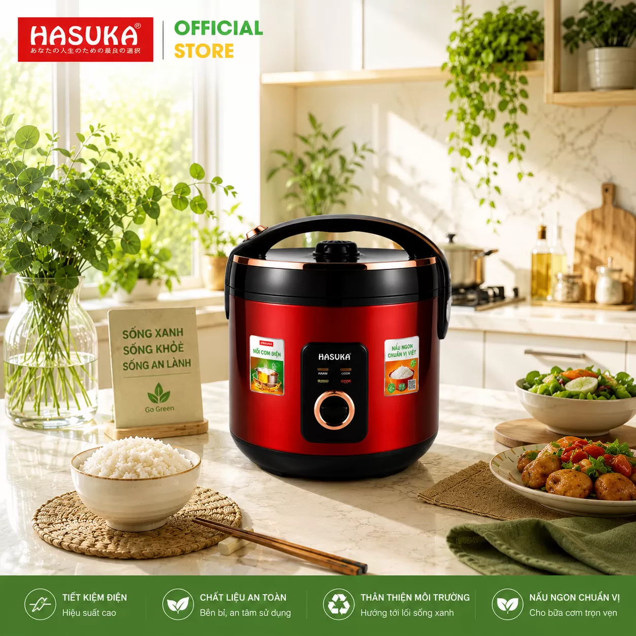 NỒI CƠM ĐIỆN 1,8 LÍT HASUKA HSK-833