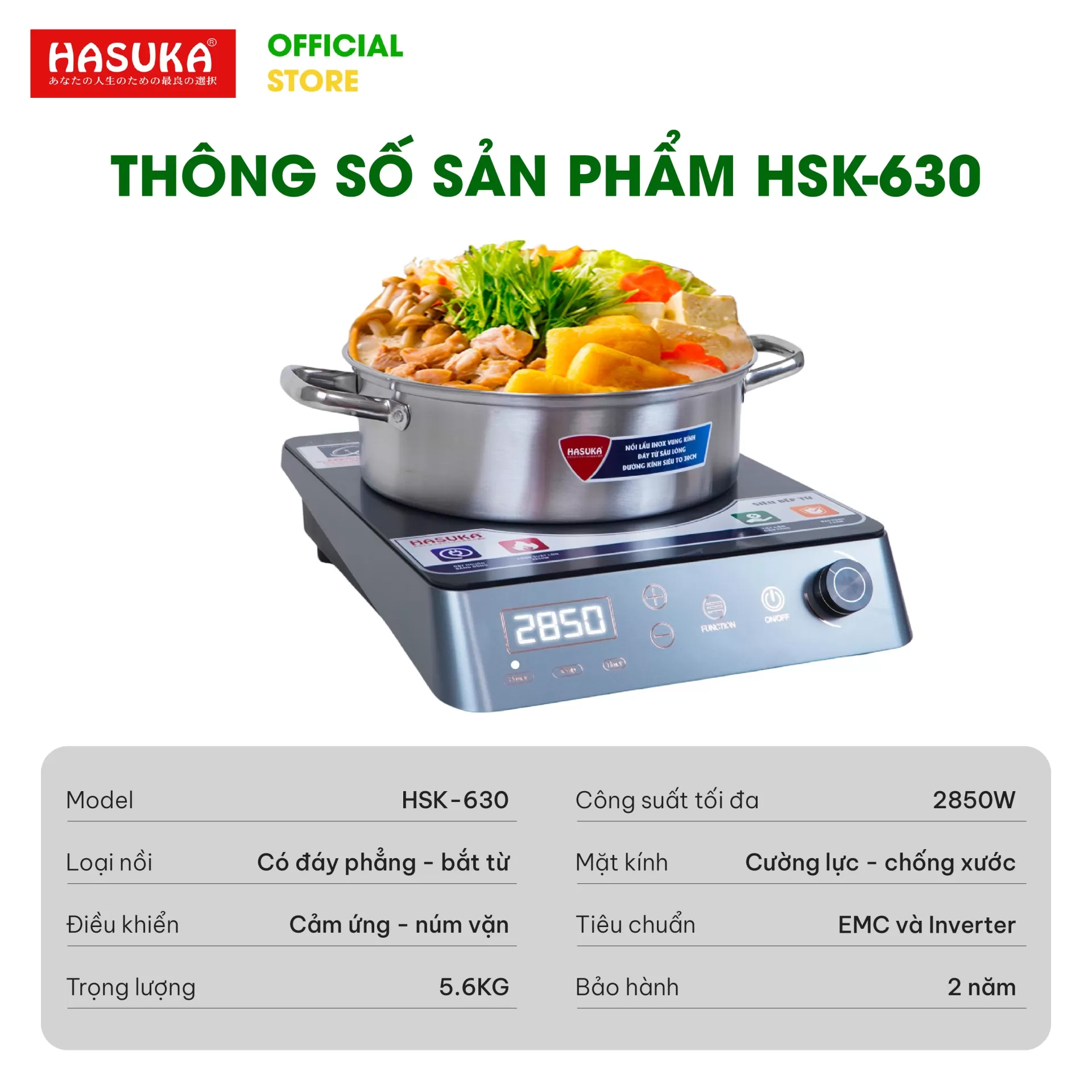 BẾP ĐIỆN TỪ ĐƠN CAO CẤP HASUKA HSK-630