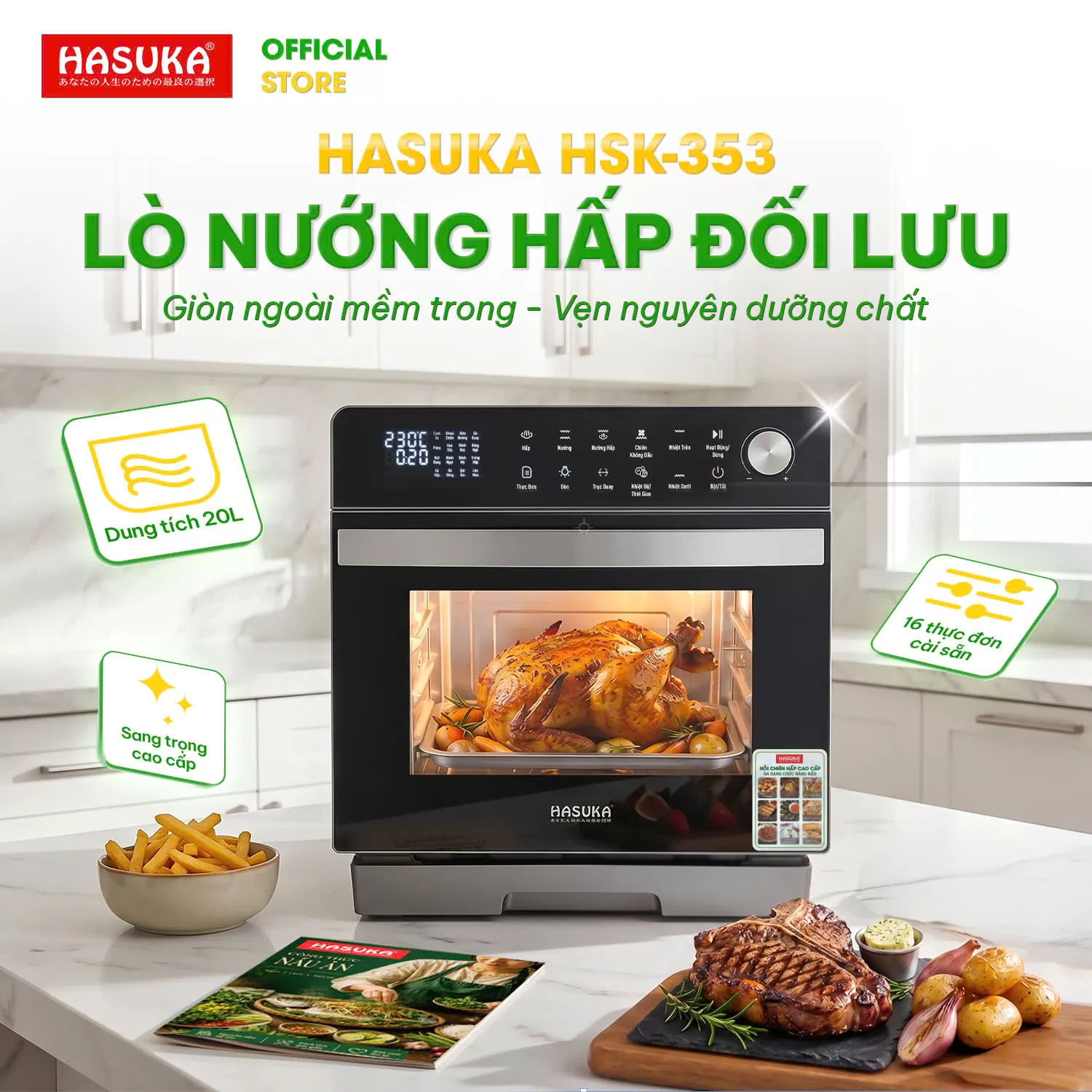 LÒ NƯỚNG HẤP ĐỐI LƯU HASUKA HSK-353