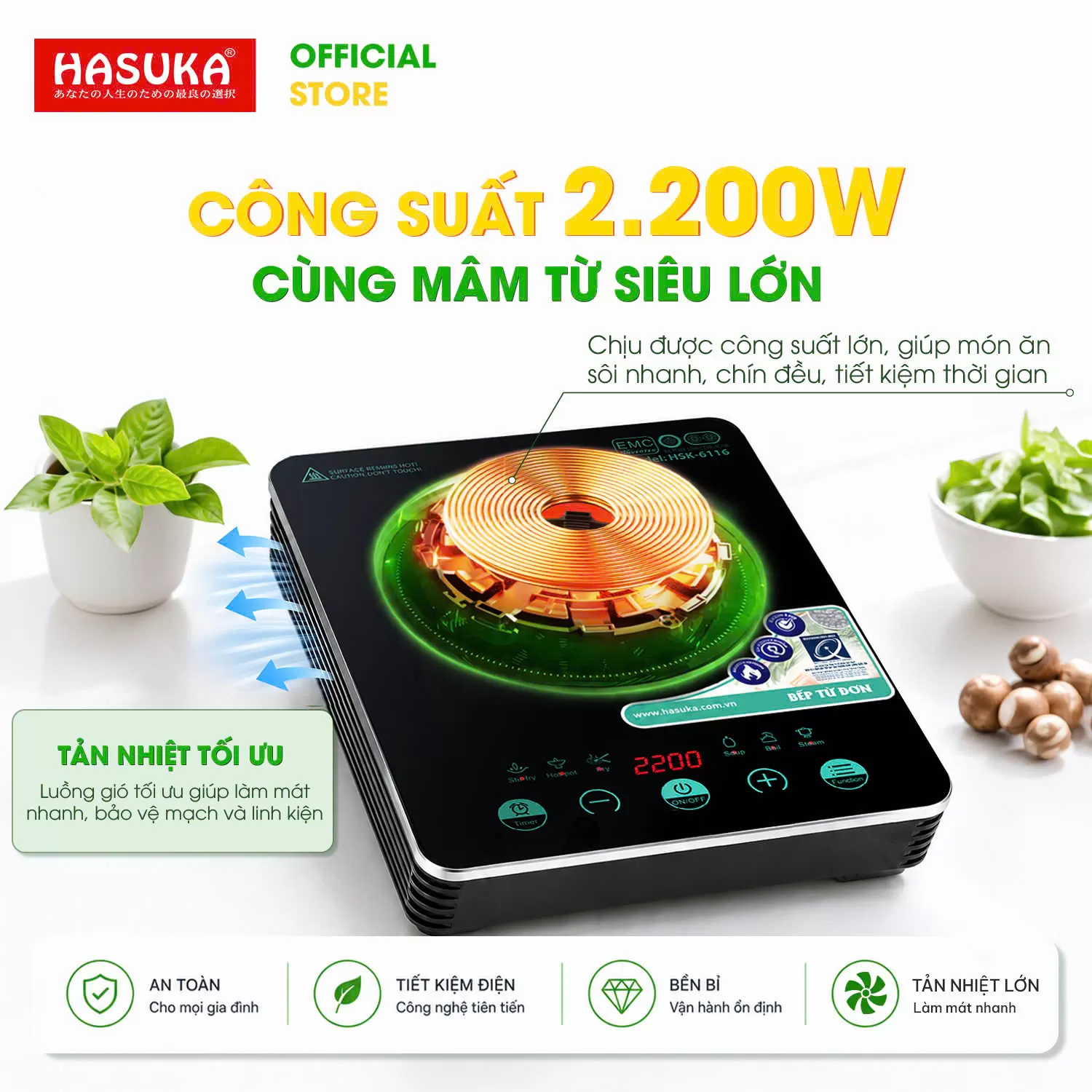 BẾP ĐIỆN TỪ ĐƠN CAO CẤP HASUKA HSK-6116