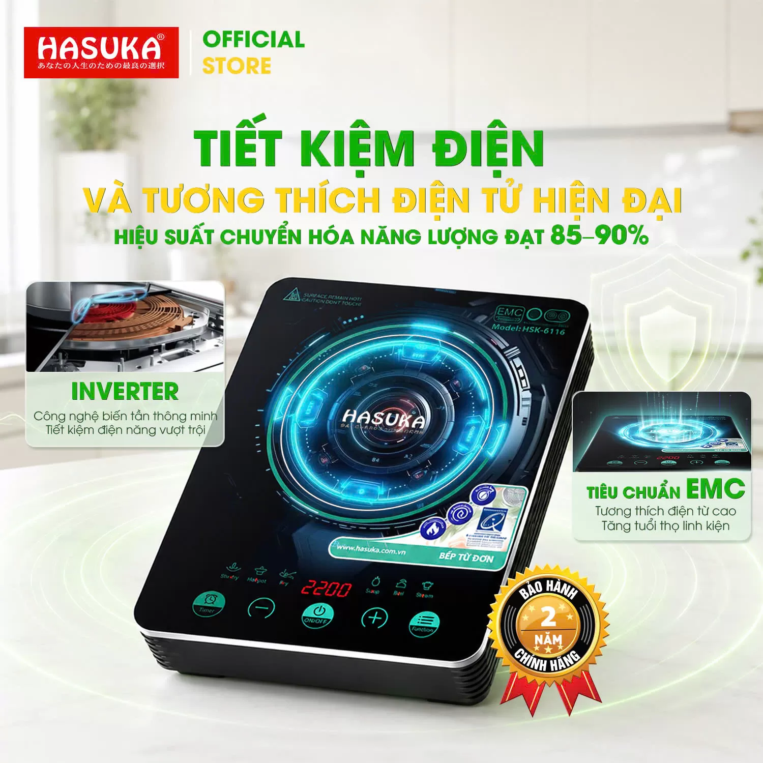 BẾP ĐIỆN TỪ ĐƠN CAO CẤP HASUKA HSK-6116