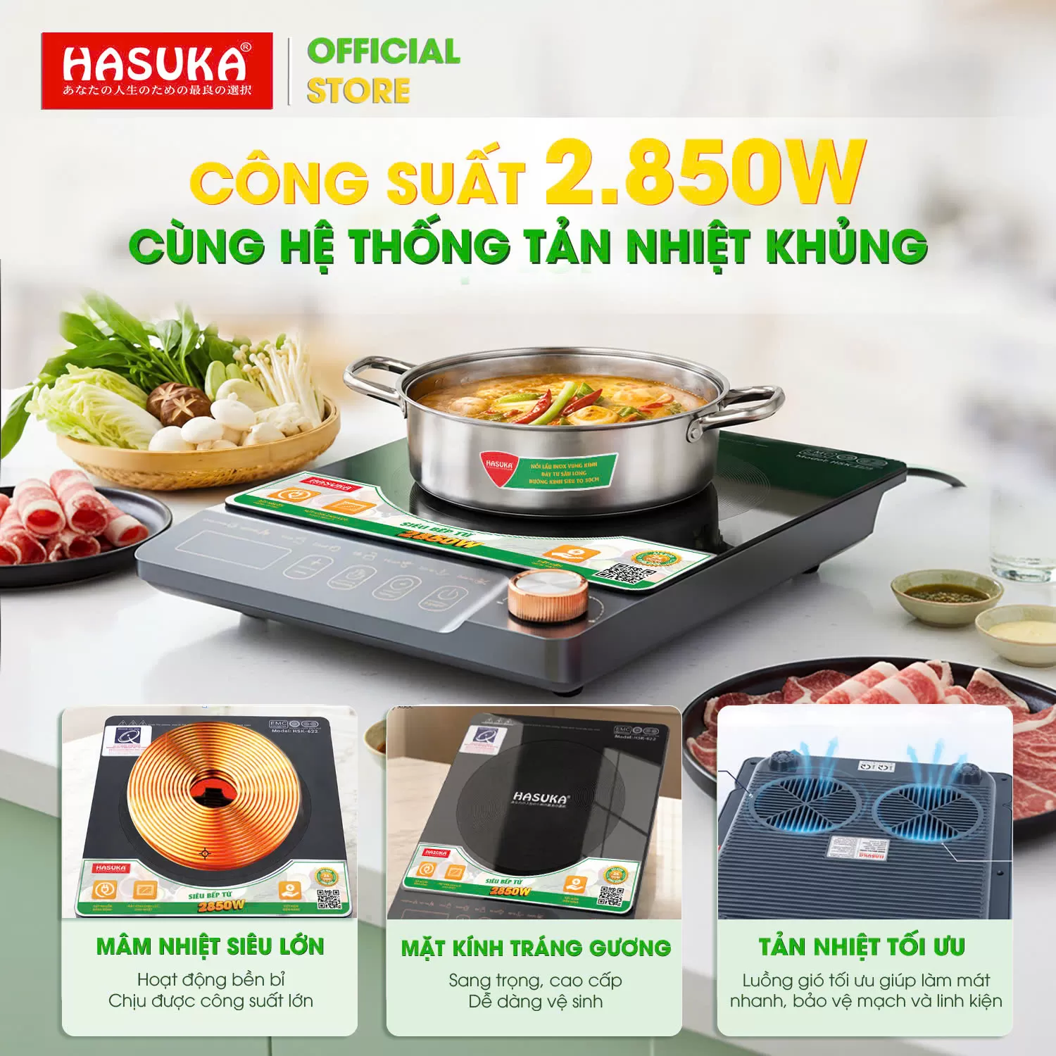 BẾP ĐIỆN TỪ ĐƠN CAO CẤP HASUKA HSK-622