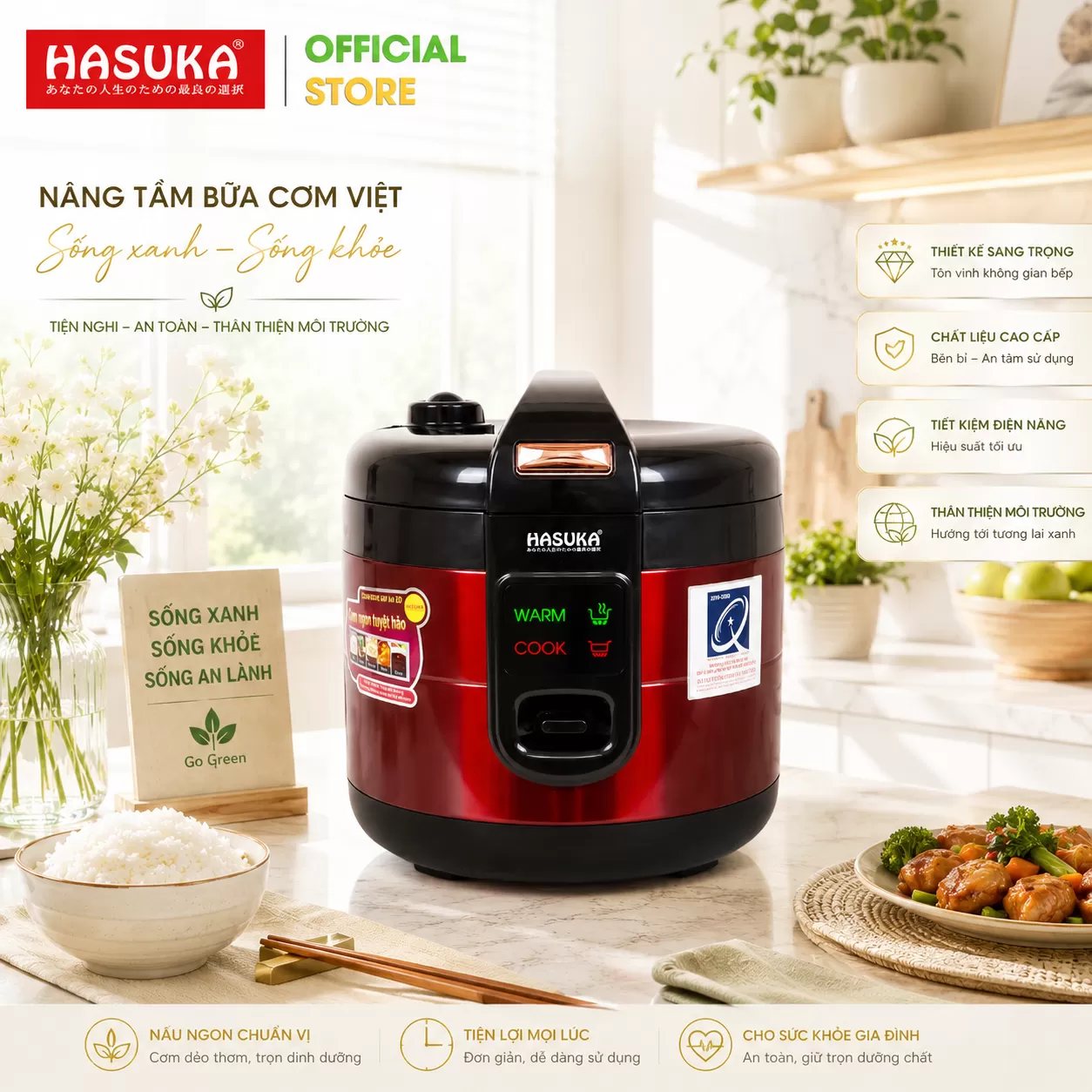 NỒI CƠM ĐIỆN  1,8 LÍT HASUKA HSK-826