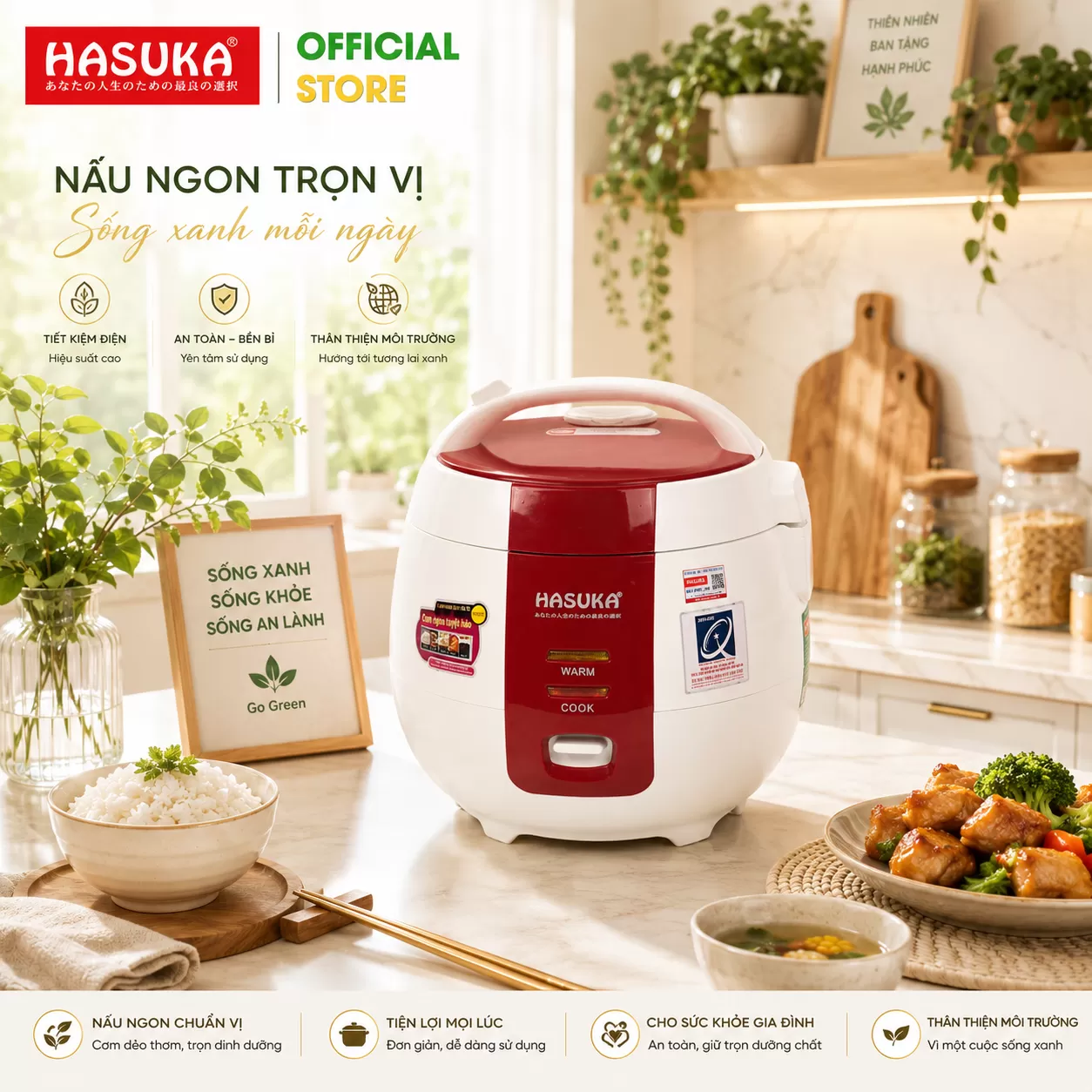 NỒI CƠM ĐIỆN 1 LÍT HASUKA HSK-801
