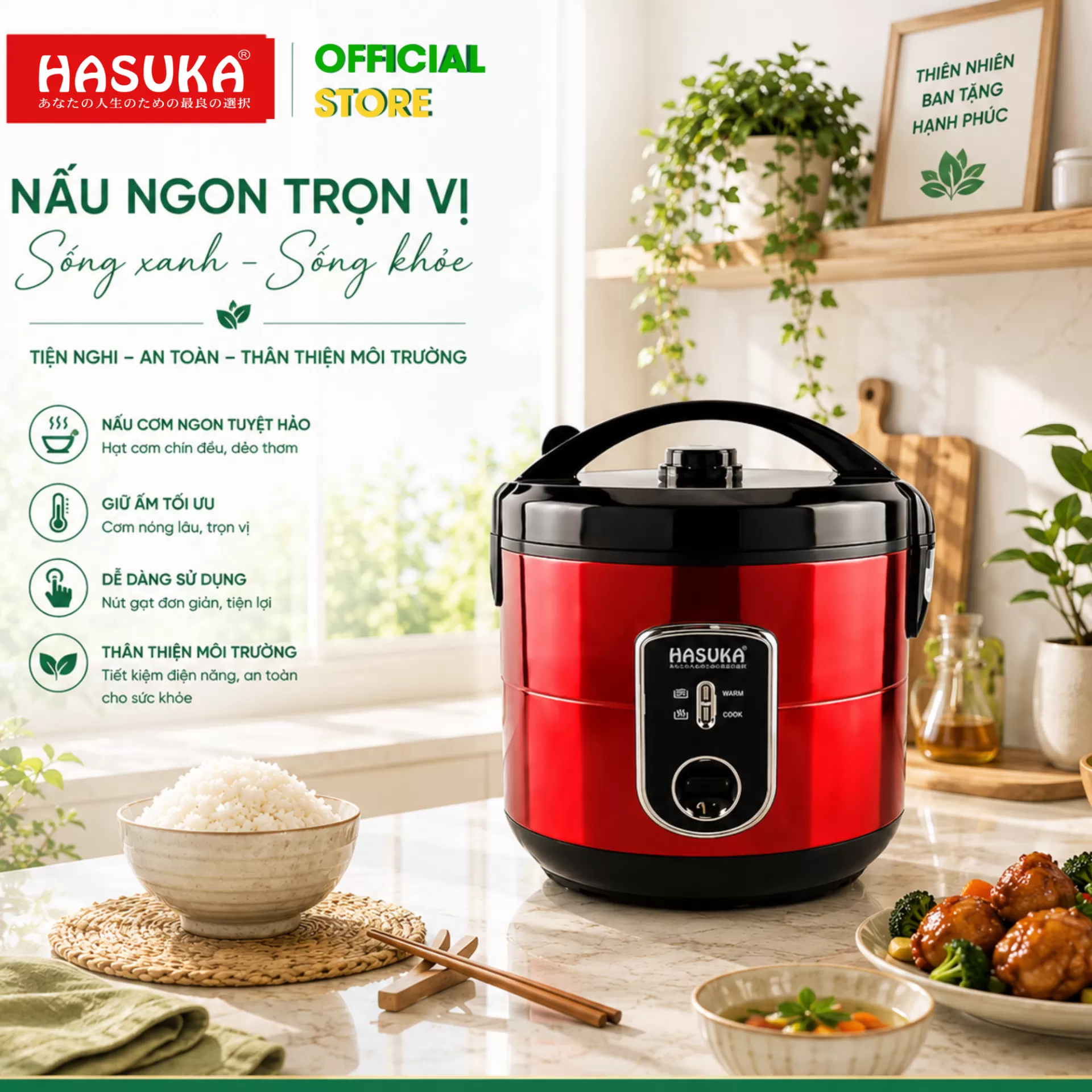 NỒI CƠM ĐIỆN  1,8 LÍT HASUKA HSK-823