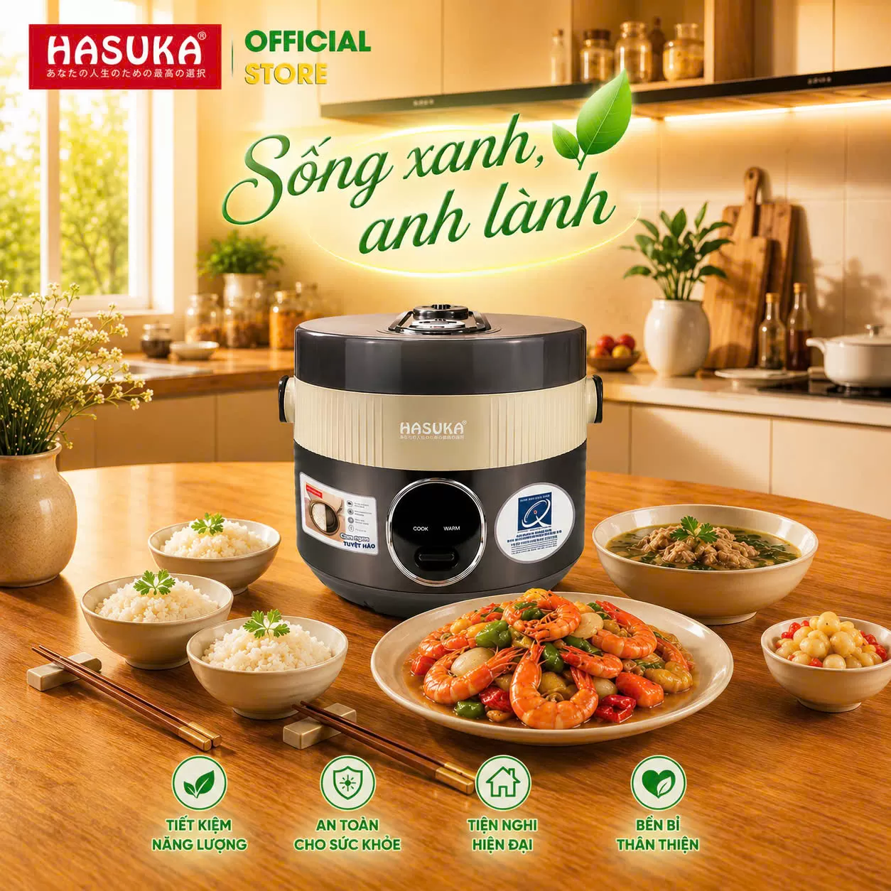 NỒI CƠM ĐIỆN 1,8L HASUKA HSK-818